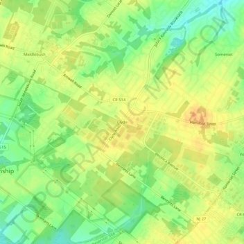 Топографическая карта Clyde, высота, рельеф