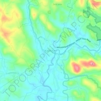 Топографическая карта Kallikkad, высота, рельеф