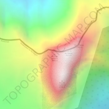 Топографическая карта Pico da Neblina, высота, рельеф