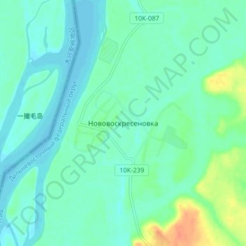 Топографическая карта Нововоскресеновка, высота, рельеф