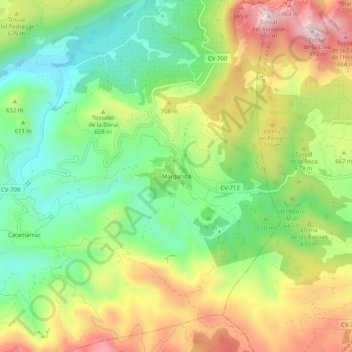 Топографическая карта Margarida, высота, рельеф