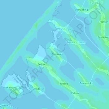 Топографическая карта Timbulsloko, высота, рельеф