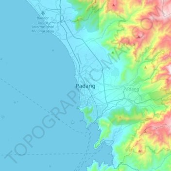 Топографическая карта Padang, высота, рельеф