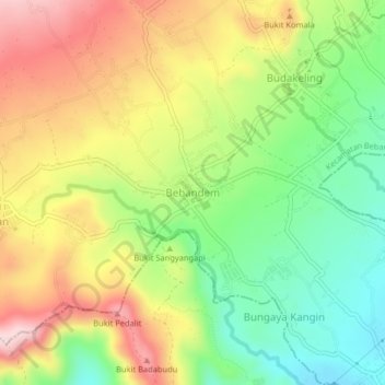 Топографическая карта Bebandem, высота, рельеф