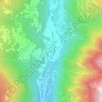 Топографическая карта Crodo, высота, рельеф