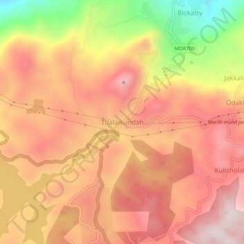 Топографическая карта Thalaikundah, высота, рельеф