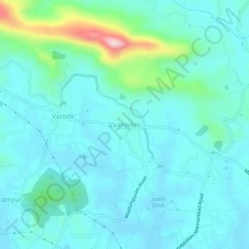 Топографическая карта Vaanivilas, высота, рельеф
