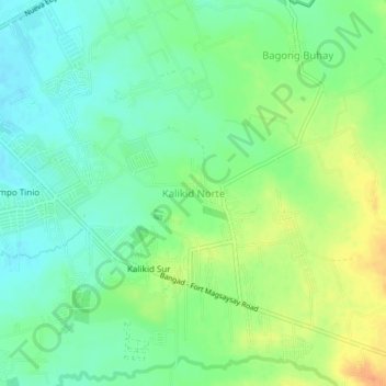 Топографическая карта Kalikid Norte, высота, рельеф