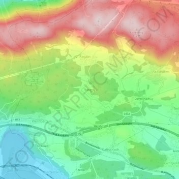 Топографическая карта Trabenig, высота, рельеф