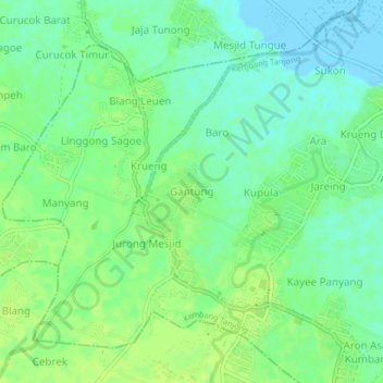 Топографическая карта Gantung, высота, рельеф
