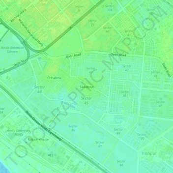 Топографическая карта Sadarpur, высота, рельеф