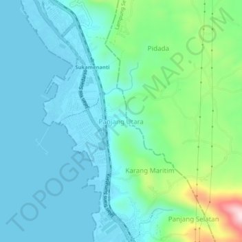 Топографическая карта Panjang Utara, высота, рельеф
