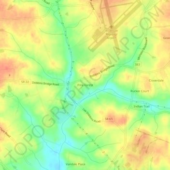Топографическая карта Pine Forest, высота, рельеф