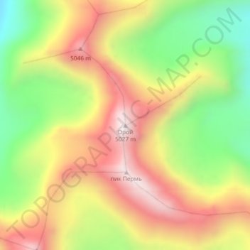 Топографическая карта Орой, высота, рельеф