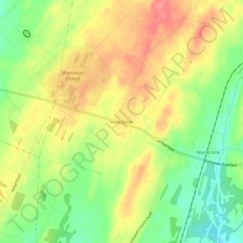 Топографическая карта Shady Grove, высота, рельеф