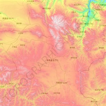 Топографическая карта 泽库县, высота, рельеф