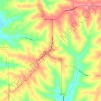 Топографическая карта Daleyville, высота, рельеф