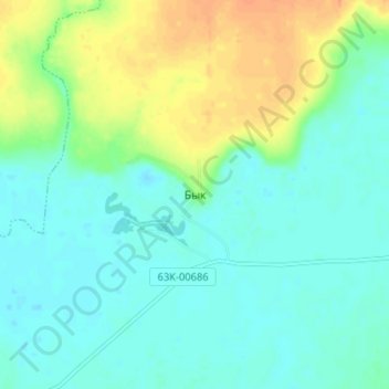 Топографическая карта Бык, высота, рельеф