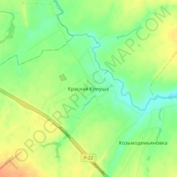 Топографическая карта Красная Криуша, высота, рельеф