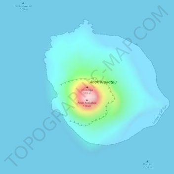 Топографическая карта Krakatau, высота, рельеф