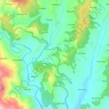 Топографическая карта Dangoli, высота, рельеф