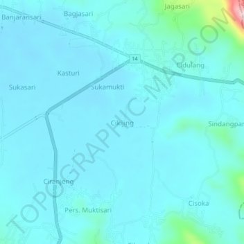 Топографическая карта Cikijing, высота, рельеф