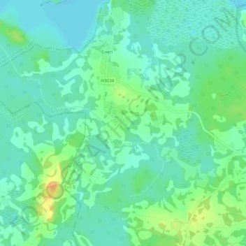 Топографическая карта Овсянка, высота, рельеф
