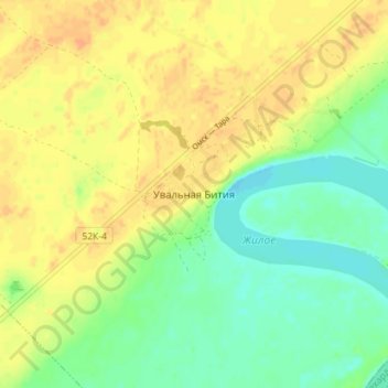 Топографическая карта Увальная Бития, высота, рельеф