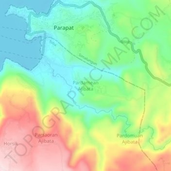 Топографическая карта Pardamean Ajibata, высота, рельеф