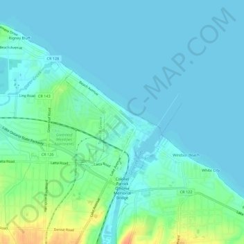 Топографическая карта Ontario Beach, высота, рельеф