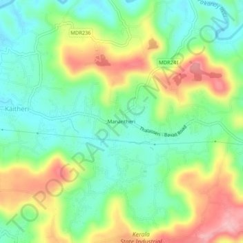 Топографическая карта Manantheri, высота, рельеф