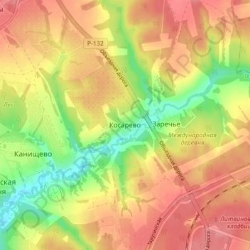 Топографическая карта Косарево, высота, рельеф