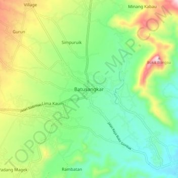 Топографическая карта Batusangkar, высота, рельеф