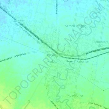 Топографическая карта Plesungan, высота, рельеф