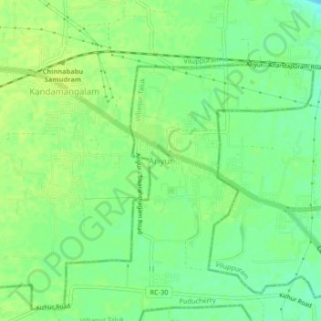 Топографическая карта Ariyur, высота, рельеф