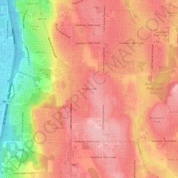 Топографическая карта Benson Hill, высота, рельеф