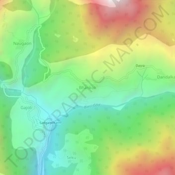 Топографическая карта Bhankoli, высота, рельеф