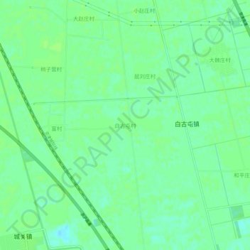 Топографическая карта 白古屯村, высота, рельеф