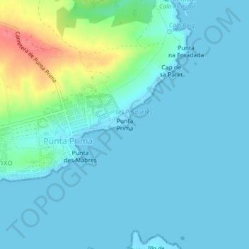 Топографическая карта Punta Prima, высота, рельеф