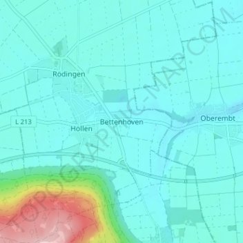 Топографическая карта Bettenhoven, высота, рельеф