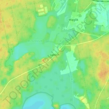Топографическая карта Jabłoń, высота, рельеф