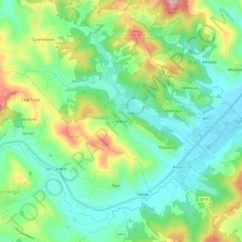 Топографическая карта Cicengo, высота, рельеф