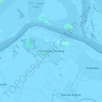 Топографическая карта Лебяжья Поляна, высота, рельеф