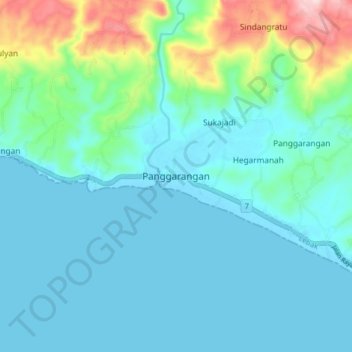 Топографическая карта Panggarangan, высота, рельеф