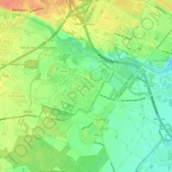 Топографическая карта Borgaretto, высота, рельеф