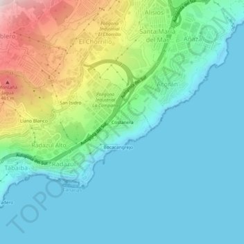 Топографическая карта Costanera, высота, рельеф