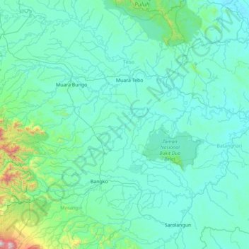 Топографическая карта Tabir Ilir, высота, рельеф