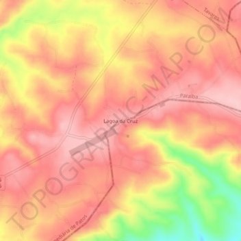 Топографическая карта Lagoa da Cruz, высота, рельеф