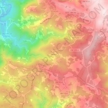 Топографическая карта Bujões, высота, рельеф