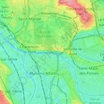 Топографическая карта Saint-Maurice, высота, рельеф